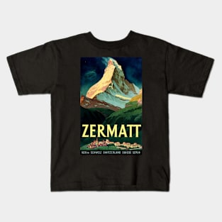 Vintage Travel Poster - Matterhorn Switzerland Kids T-Shirt